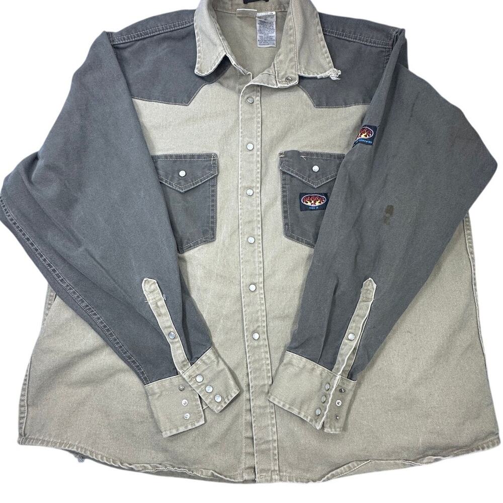 Rasco FR Work Shirt 4XL TwoTone Heavyweight Canvas PearlSnap
